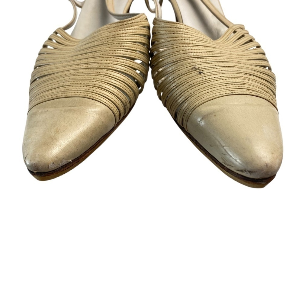 CHRISTIAN DIOR Vintage Soluliers 70’s Scarpins Leather in Beige Size 6 - Picture 12 of 13